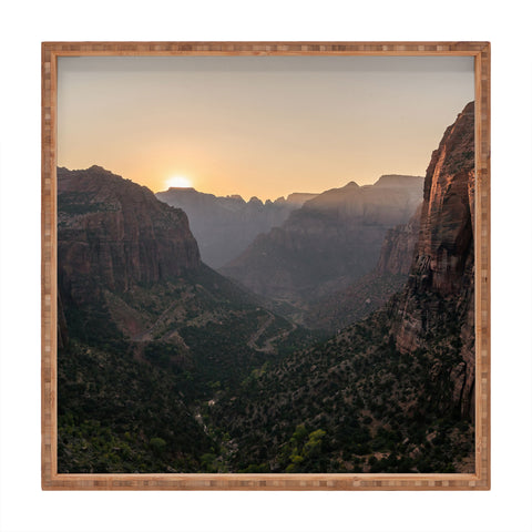 TristanVision Sunkissed Canyon Zion National Park Square Tray