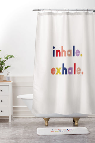 Urban Wild Studio inhale exhale multi Shower Curtain And Mat