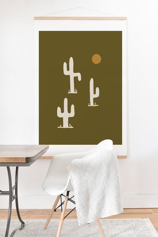 Urban Wild Studio saguaro silent disco olive Art Print And Hanger