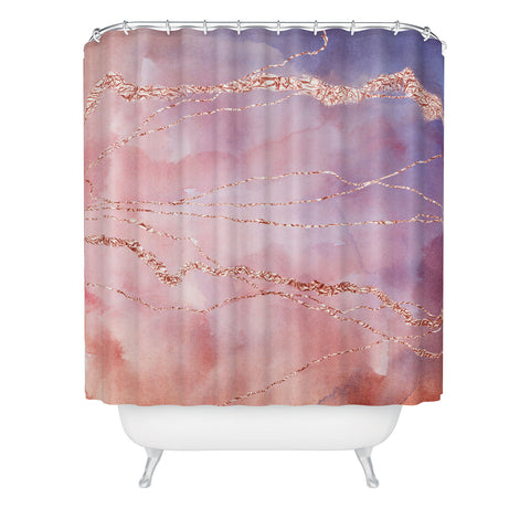 UtArt Blush and Purple Sky with Rose Shower Curtain