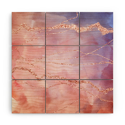 UtArt Blush and Purple Sky with Rose Wood Wall Mural