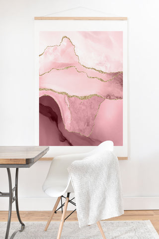 UtArt Blush Marble Art Landscape Art Print And Hanger