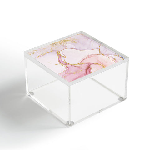 UtArt Blush Pink And Gold Alcohol Ink Marble Acrylic Box
