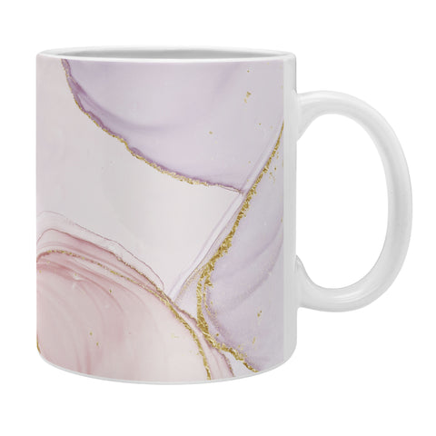 UtArt Blush Pink And Gold Alcohol Ink Marble Coffee Mug