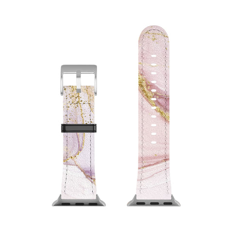 UtArt Blush Pink And Gold Alcohol Ink Marble Apple Watch Band