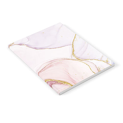 UtArt Blush Pink And Gold Alcohol Ink Marble Notebook
