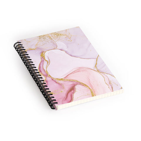 UtArt Blush Pink And Gold Alcohol Ink Marble Spiral Notebook
