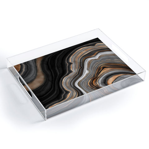 UtArt Elegant black marble with gold Acrylic Tray