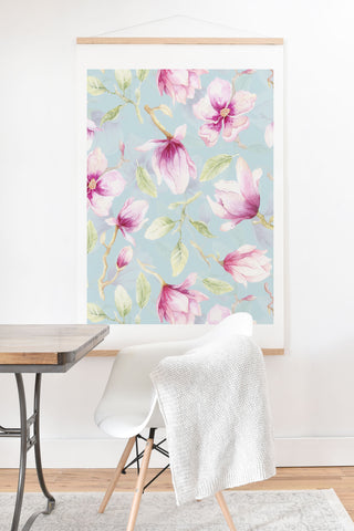 UtArt Hygge Hand Painted Watercolor Magnolia Blossoms Art Print And Hanger