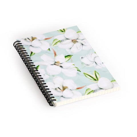 UtArt Hygge Magnolia Watercolor Pastel Flowers Spiral Notebook
