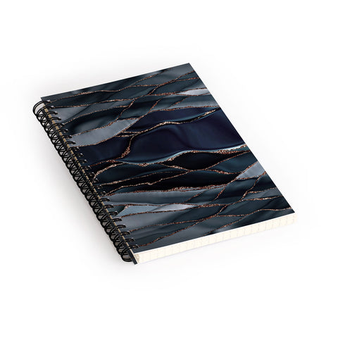 UtArt Midnight Marble Deep Ocean Waves Spiral Notebook