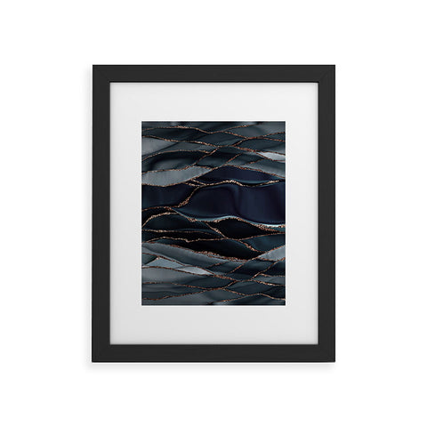 UtArt Midnight Marble Deep Ocean Waves Framed Art Print