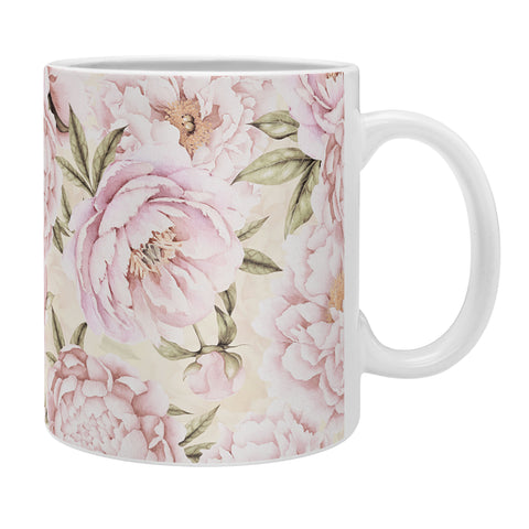 UtArt Pastel Blush Pink Spring Watercolor Peony Flowers Pattern Coffee Mug