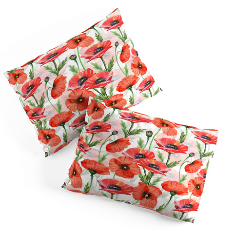 UtArt Summer Botanical Poppies Field Pillow Shams
