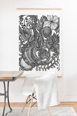 Valentina Ramos Bird In Flowers Black White Art Print And Hanger