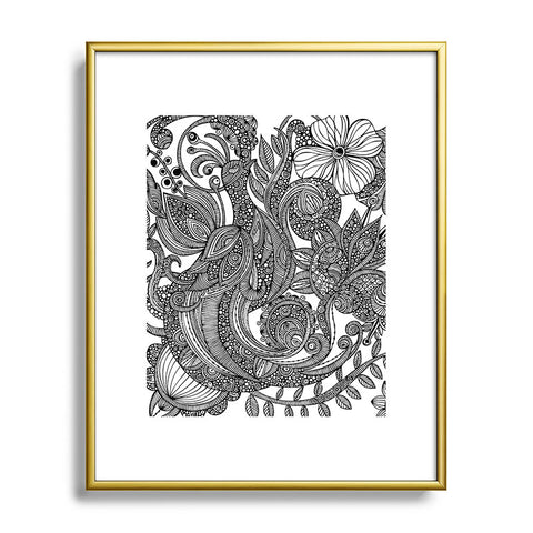 Valentina Ramos Bird In Flowers Black White Metal Framed Art Print