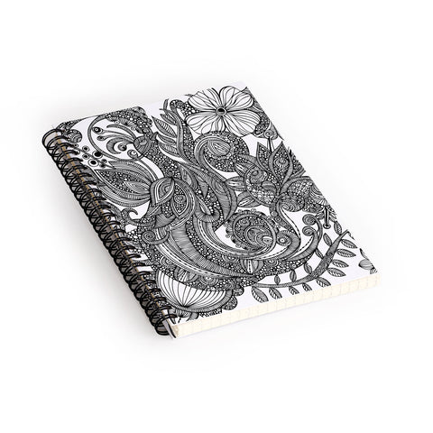 Valentina Ramos Bird In Flowers Black White Spiral Notebook