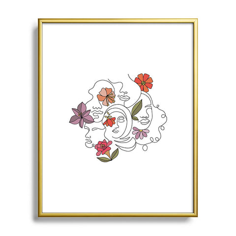 Valentina Ramos Faces and Flowers Metal Framed Art Print