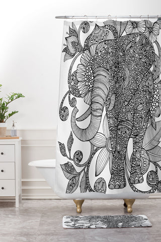 Valentina Ramos Ruby the Elephant lines Shower Curtain And Mat