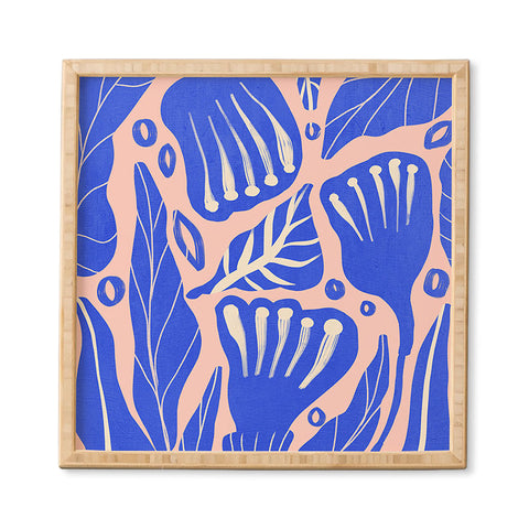 Viviana Gonzalez Abstract Floral Blue Framed Wall Art