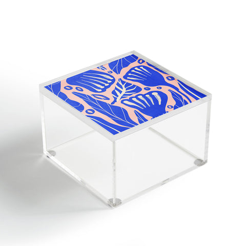 Viviana Gonzalez Abstract Floral Blue Acrylic Box