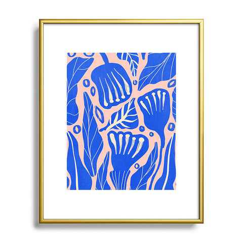 Viviana Gonzalez Abstract Floral Blue Metal Framed Art Print