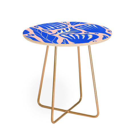 Viviana Gonzalez Abstract Floral Blue Round Side Table
