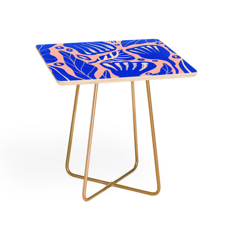 Viviana Gonzalez Abstract Floral Blue Side Table