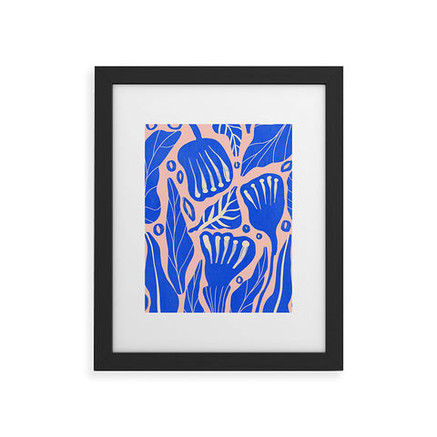 Viviana Gonzalez Abstract Floral Blue Framed Art Print