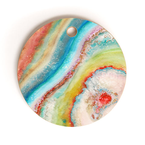 Viviana Gonzalez AGATE Inspired Watercolor Abstract 01 Cutting Board Round