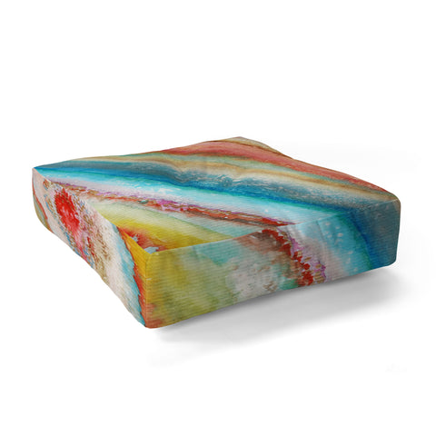 Viviana Gonzalez AGATE Inspired Watercolor Abstract 01 Floor Pillow Square