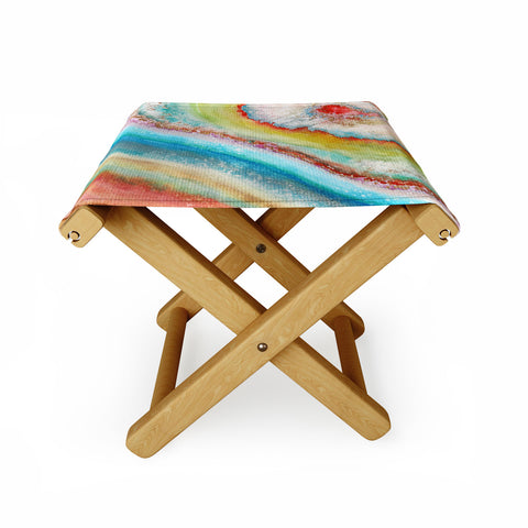 Viviana Gonzalez AGATE Inspired Watercolor Abstract 01 Folding Stool