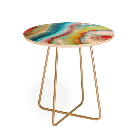 Viviana Gonzalez AGATE Inspired Watercolor Abstract 01 Round Side Table