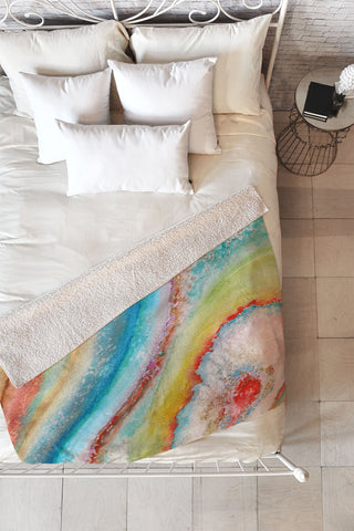 Viviana Gonzalez AGATE Inspired Watercolor Abstract 01 Fleece Throw Blanket