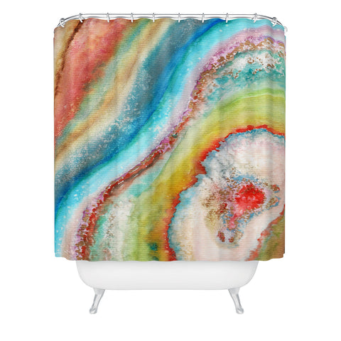 Viviana Gonzalez AGATE Inspired Watercolor Abstract 01 Shower Curtain