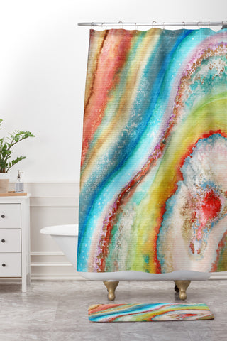 Viviana Gonzalez AGATE Inspired Watercolor Abstract 01 Shower Curtain And Mat