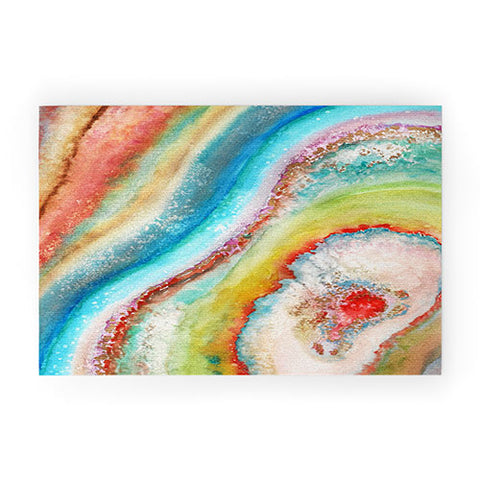 Viviana Gonzalez AGATE Inspired Watercolor Abstract 01 Welcome Mat