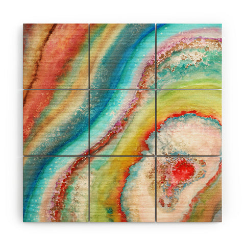 Viviana Gonzalez AGATE Inspired Watercolor Abstract 01 Wood Wall Mural
