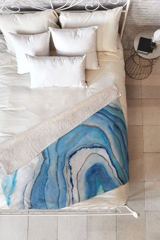 Viviana Gonzalez AGATE Inspired Watercolor Abstract 02 Fleece Throw Blanket