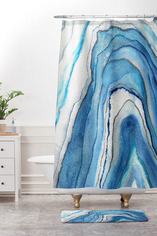 Viviana Gonzalez AGATE Inspired Watercolor Abstract 02 Shower Curtain And Mat