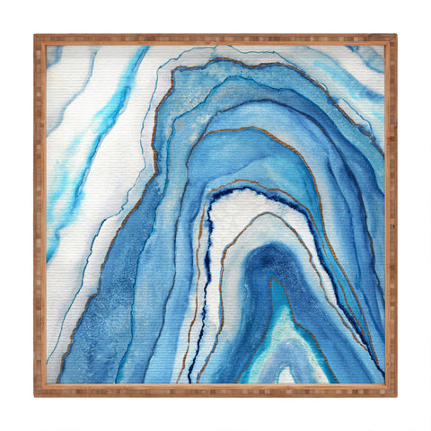 Viviana Gonzalez AGATE Inspired Watercolor Abstract 02 Square Tray