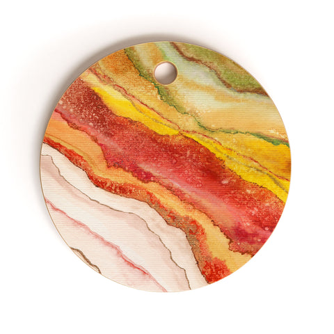 Viviana Gonzalez AGATE Inspired Watercolor Abstract 03 Cutting Board Round
