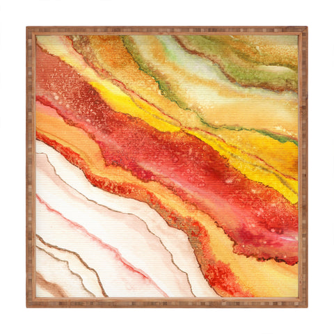 Viviana Gonzalez AGATE Inspired Watercolor Abstract 03 Square Tray