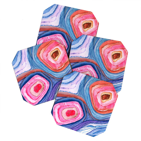 Viviana Gonzalez AGATE Inspired Watercolor Abstract 04 Coaster Set