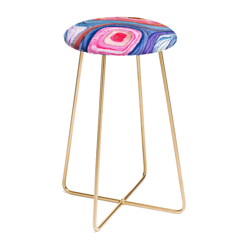 Viviana Gonzalez AGATE Inspired Watercolor Abstract 04 Counter Stool