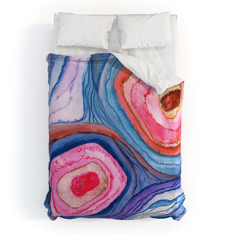Viviana Gonzalez AGATE Inspired Watercolor Abstract 04 Duvet Cover