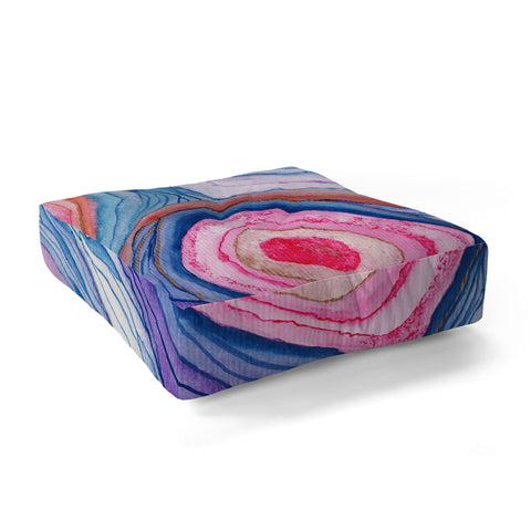 Viviana Gonzalez AGATE Inspired Watercolor Abstract 04 Floor Pillow Square