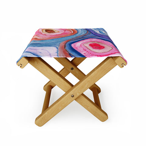 Viviana Gonzalez AGATE Inspired Watercolor Abstract 04 Folding Stool