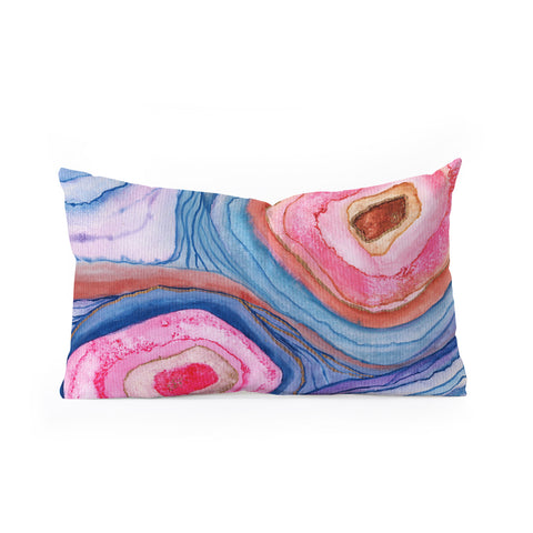 Viviana Gonzalez AGATE Inspired Watercolor Abstract 04 Oblong Throw Pillow