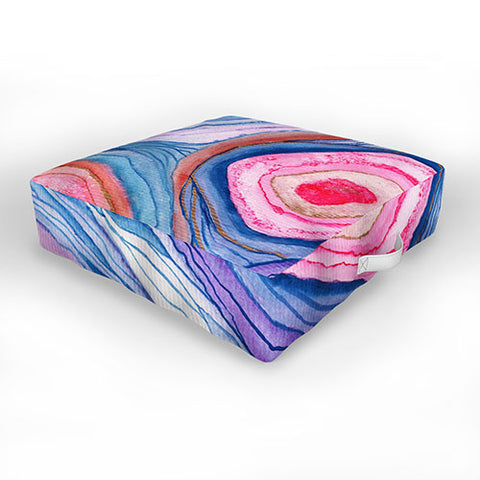 Viviana Gonzalez AGATE Inspired Watercolor Abstract 04 Outdoor Floor Cushion